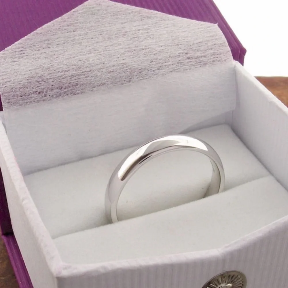 New Gun Metal Sterling Silver Court Thin Polished Classic 2mm Wedding Ring